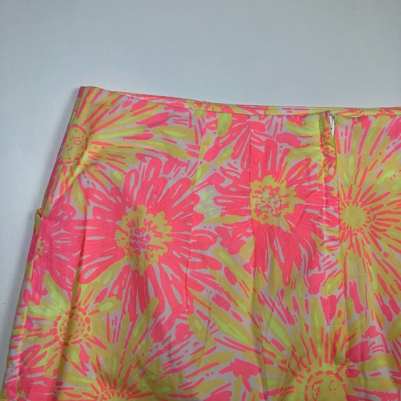 Lilly Pulitzer yellow pink floral print skirt 2 - Picture 6 of 7